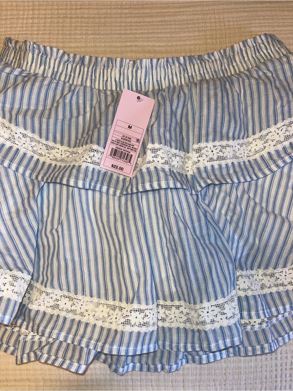 Target Blue and White Striped Lace Trim Skirt